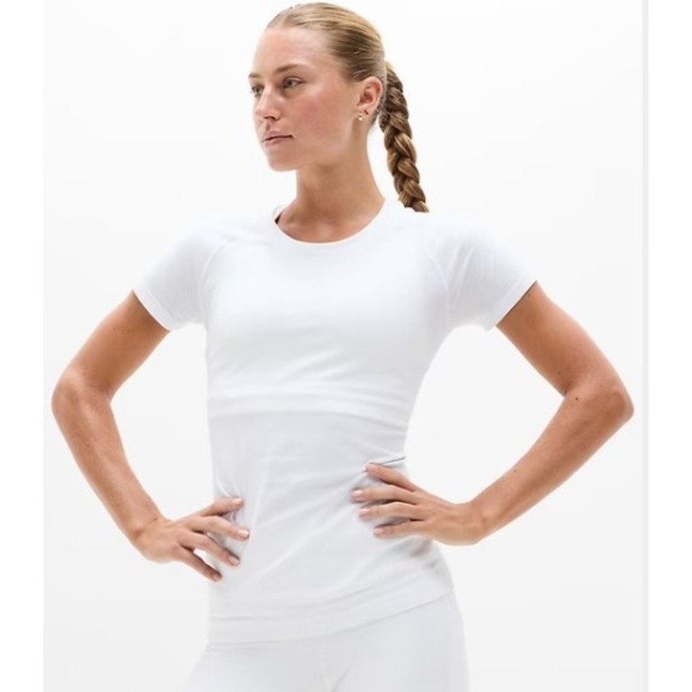 Athleta Momentum Seamless Tee T-shirt White‎ Women's Size Large Activewear Gym